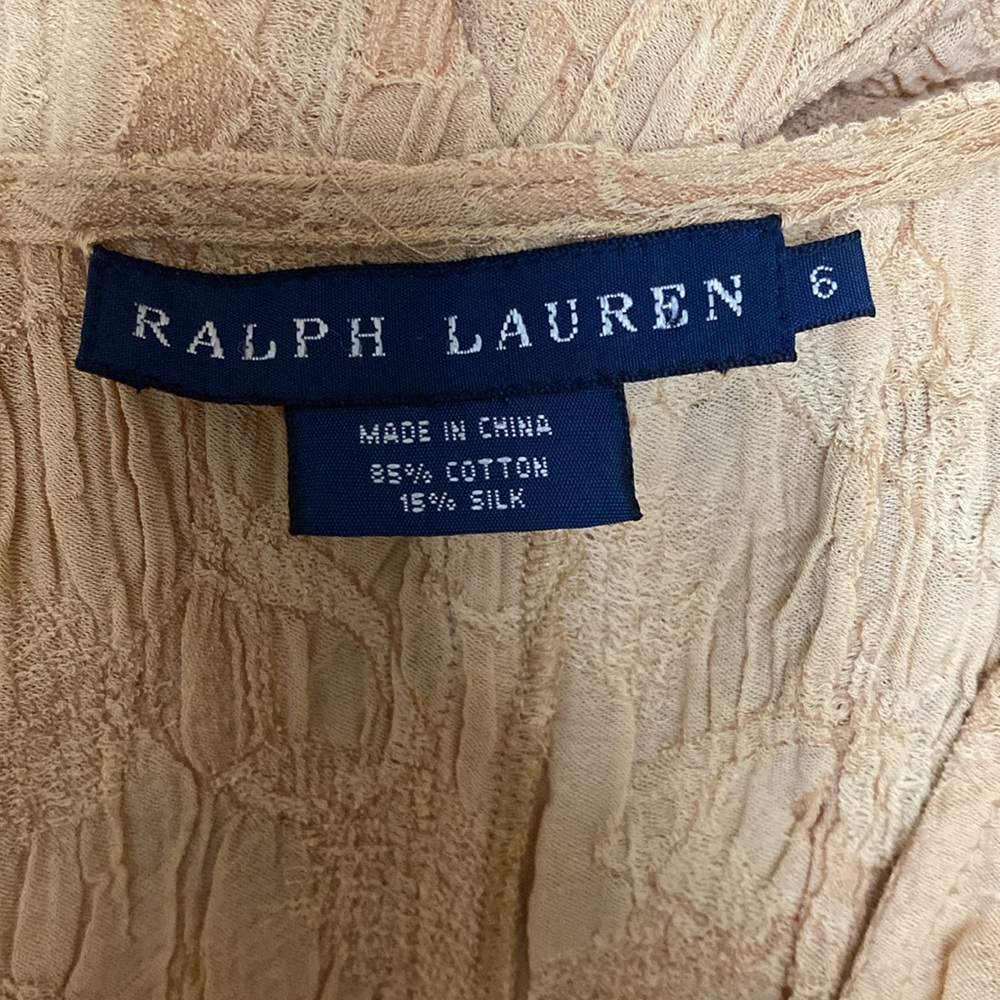 Y2K Ralph Lauren Tan Boho Tiered Ruffle Wrap Maxi Dress - Picture 5 of 10